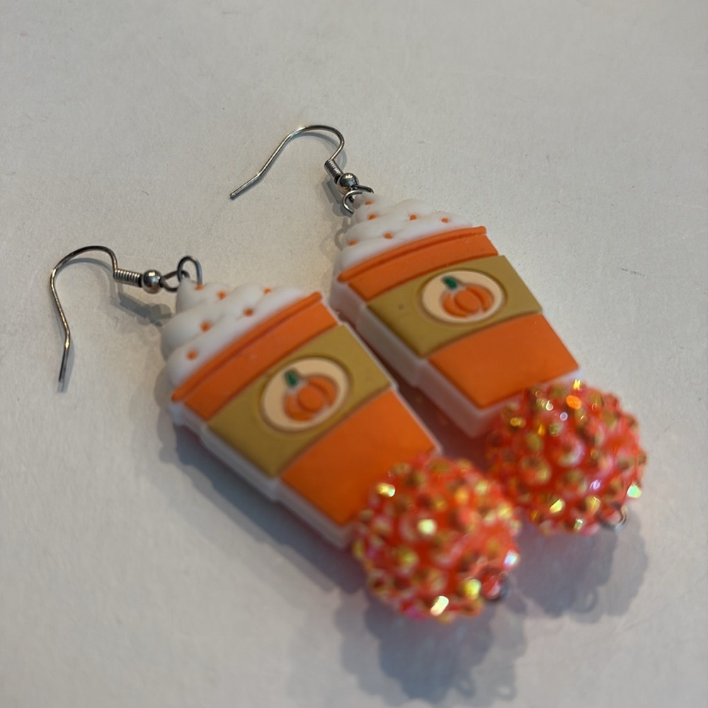 Handmade Pumpkin Spice Latte Earrings - Picture 10 of 14